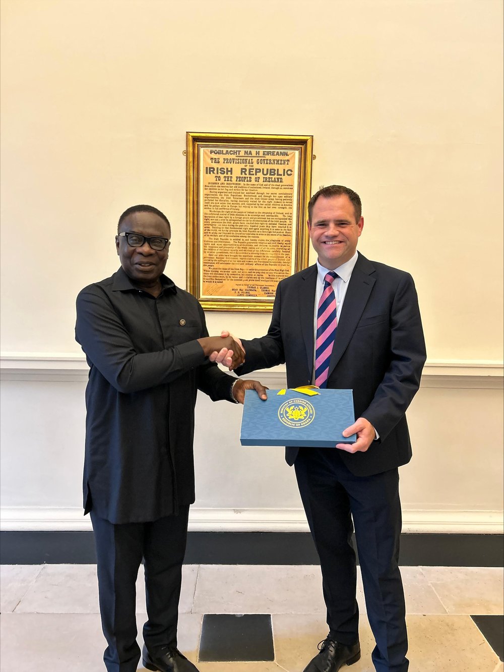 Minister Neale Richmond with Deputy Foreign Minister of Ghana, James Gyakye Quayson