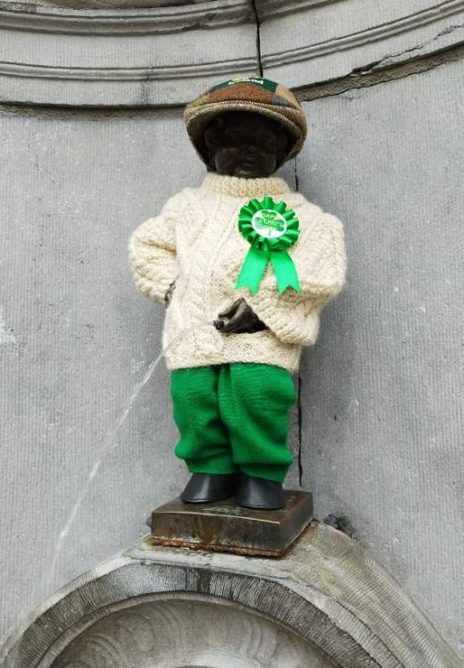 Photo of Manneken-Pis on Saint-Patrick's Day