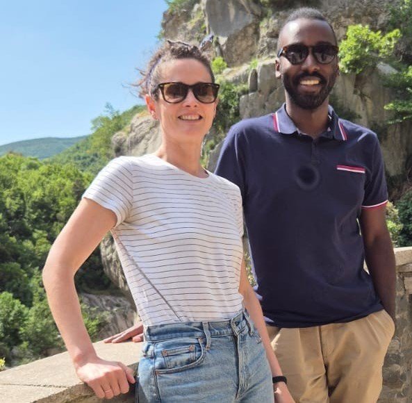 Emily and her mission partner, Devontae of the United States, in the mountains north of Tirana.