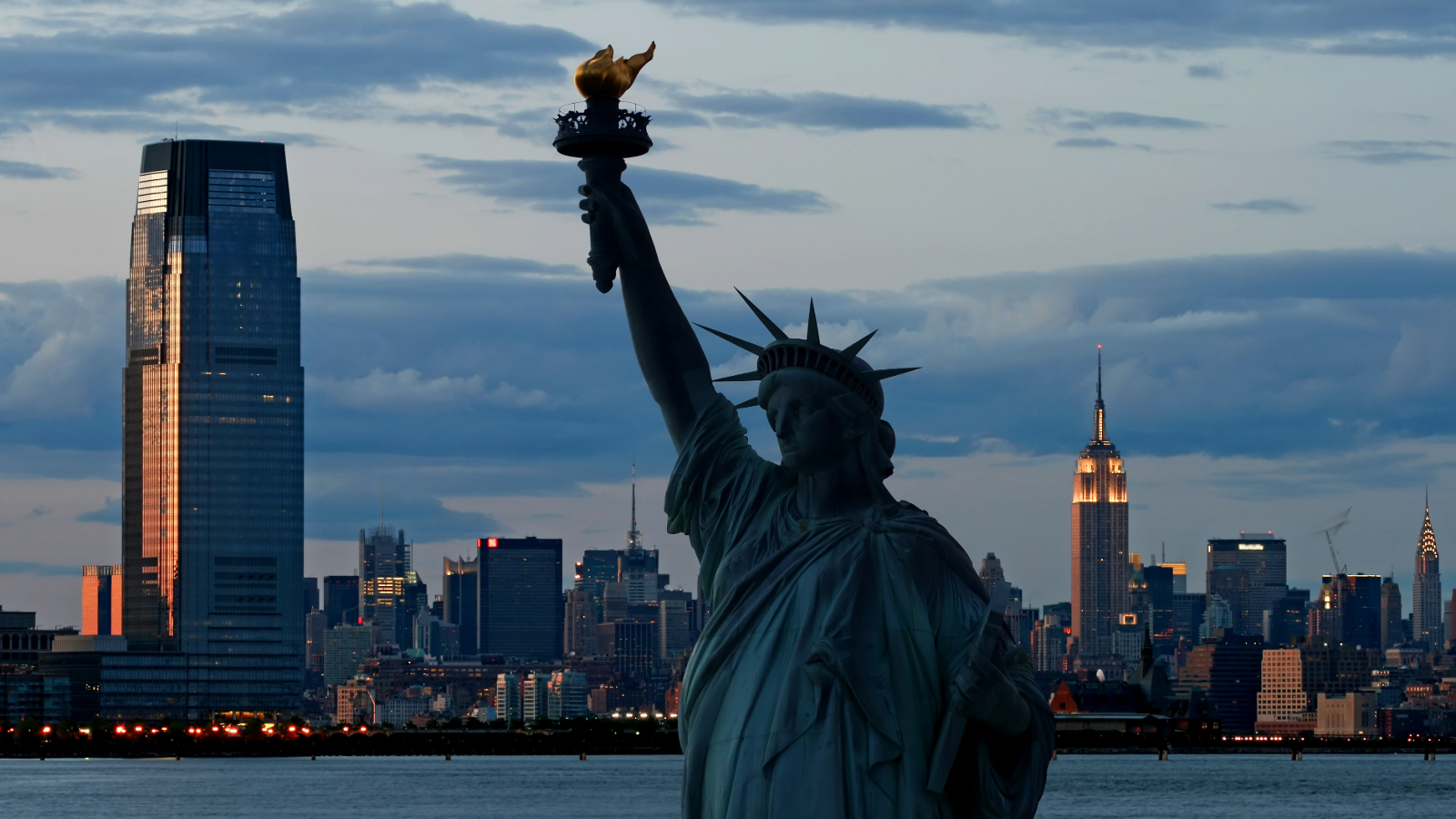 Statue of Liberty with text alongside it reading 'From your declaration of independence..."