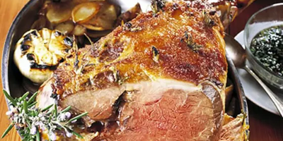 Roast Leg of Lamb with Honey Orange Glaze and Port and Mint Dressing